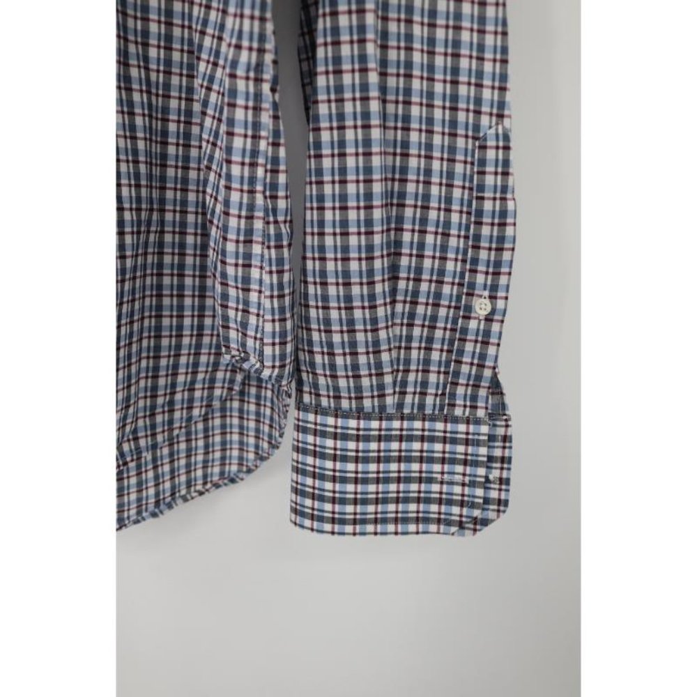 Billy reid shirt men's medium long sleeve button up plaid cotton flap pockets - Picture 7 of 13